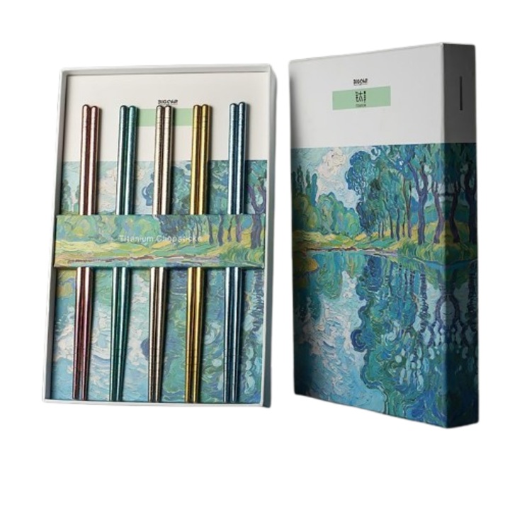 Betisoare din titan pur BigCar, set de 5 perechi, 23x0.6cm, antibacteriene, rezistente la caldura