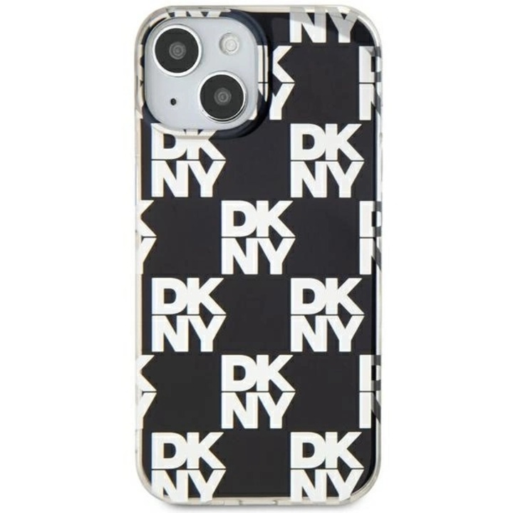 DKNY IML kockás, monomintás tok iPhone 15 Plus / 14 Plus készülékkel kompatibilis, fekete