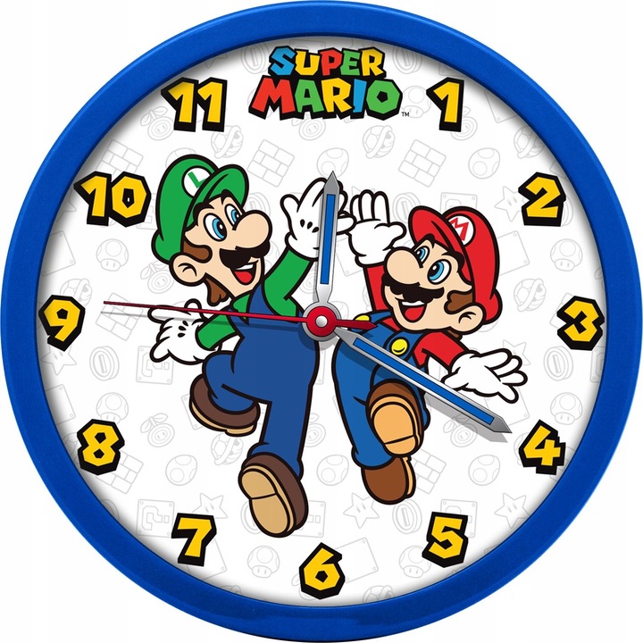 Ceas de perete mare de 25 cm pentru copii, Super Mario, GSM3063