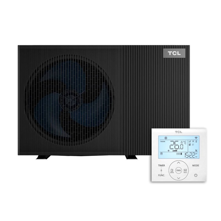 Pompa de caldura monobloc TCL Tri-thermal R290 8kW A+++, pentru incalzire, racire si apa calda menajera, cu incalzitor electric 3kW, 3 Zone control, WiFi, protectie antiinghet in 6 etape, monofazata