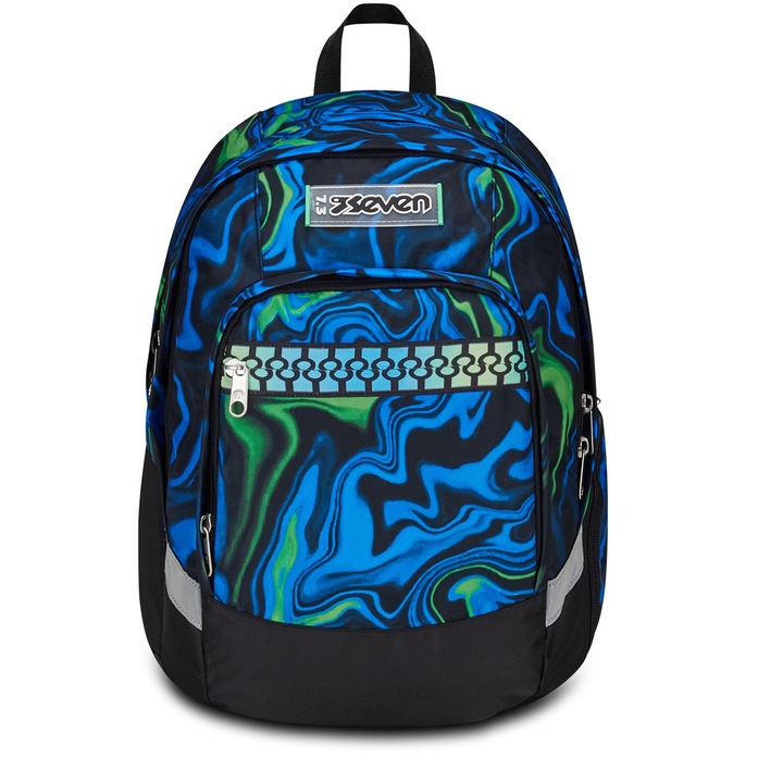 Ghiozdan Scolar Ergonomic Seven, Ghiozdan Pentru Scoala, Sport, Timp Liber, Rucsac Scolar Pentru Copii, Fete Si Baieti, Cu Compartiment Pentru Sticla De Apa, Captusit, Sustenabil, Albastru