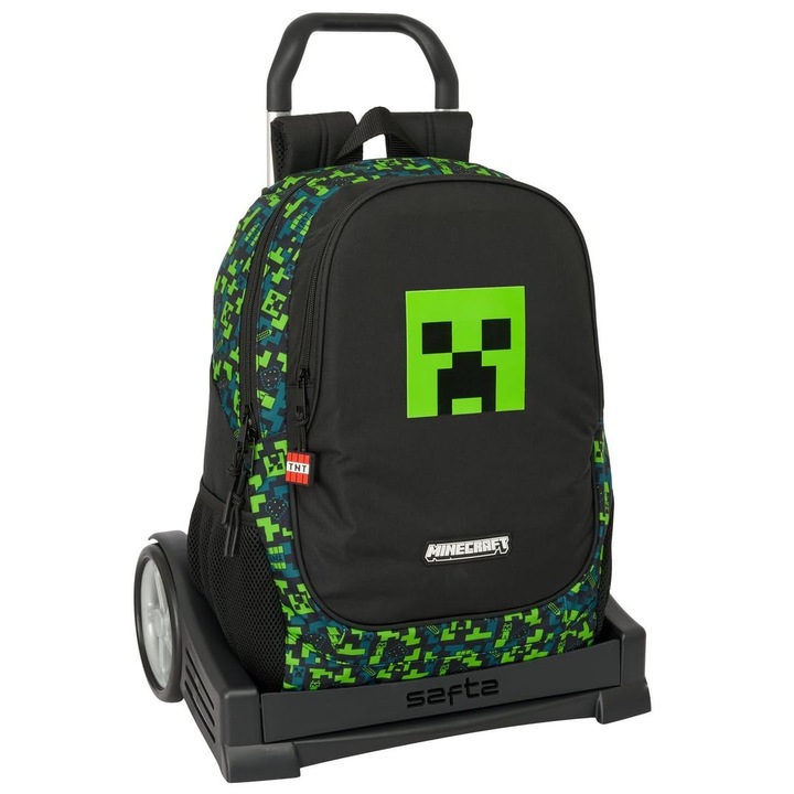 Safta Minecraft Tnt iskolai hátizsák, ergonomikus háttámlával, evolúciós kocsival, ideális különböző korú gyermekek számára, kényelmes és sokoldalú, minőségi és ellenálló, 32 x 16 x 44 cm