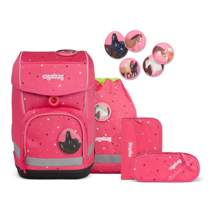 Ergobag Cubo ergonomikus iskolai hátizsák szett, korábbi kollekció, klasszikus modell, 5 darabos szett, 1. osztály, általános iskola