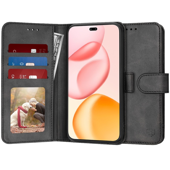 Husa Flip Inchidere Clapeta SecurePro pentru Honor 400 Pro, Design Elegant, Buzunare card, Protectie Totala, Negru