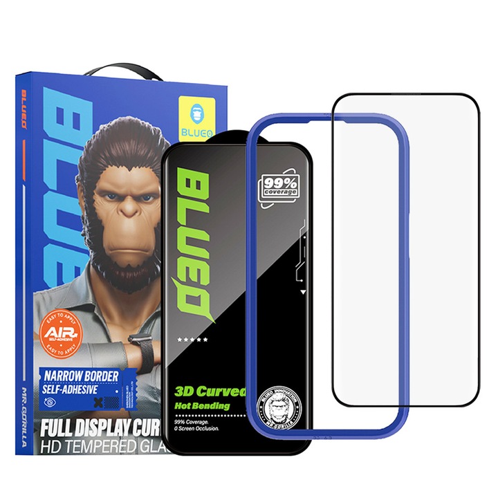 Folie pentru iPhone 16 Pro, 3D Full Display Curved Edge HD Glass, X85, Sticla securizata, Black