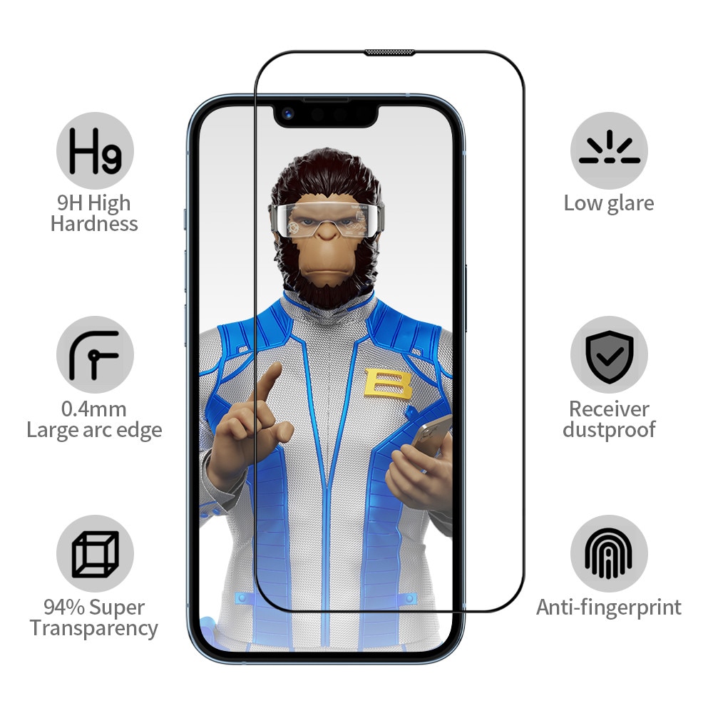 Folie protectie telefon Blueo, anti-reflexie, neagră, pentru iPhone 15 / 16