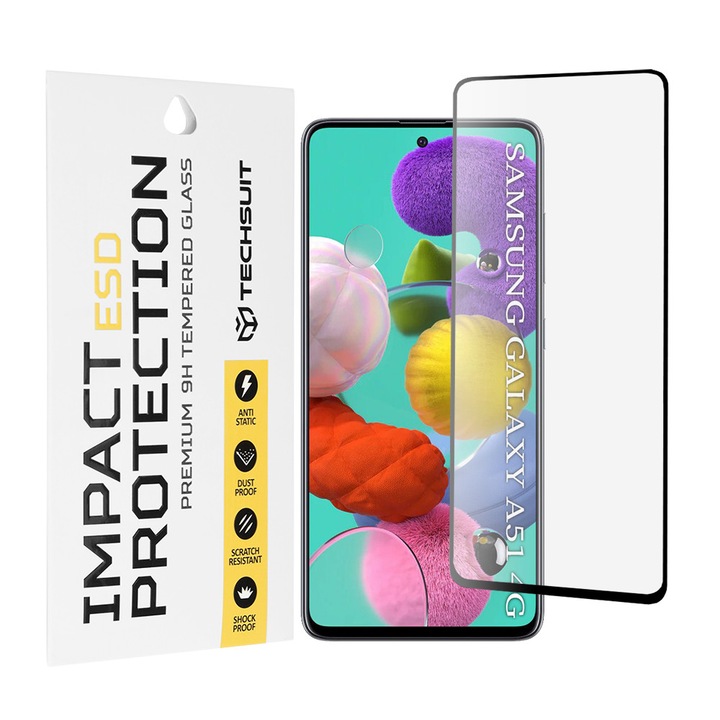 Folie pentru Samsung Galaxy A51 4G / A51 5G - Techsuit ESD Glass - Black