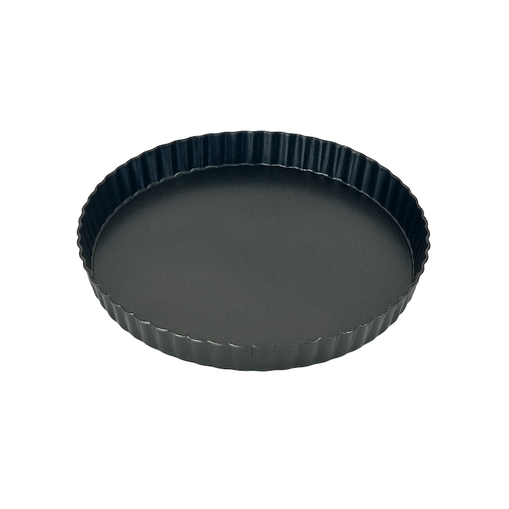 Kivehető pite- és quiche sütőforma szénacélból, tapadásmentes bevonattal – 24 cm, mélység 2,8 cm, kivehető alj, ideális az egyenletes sütéshez