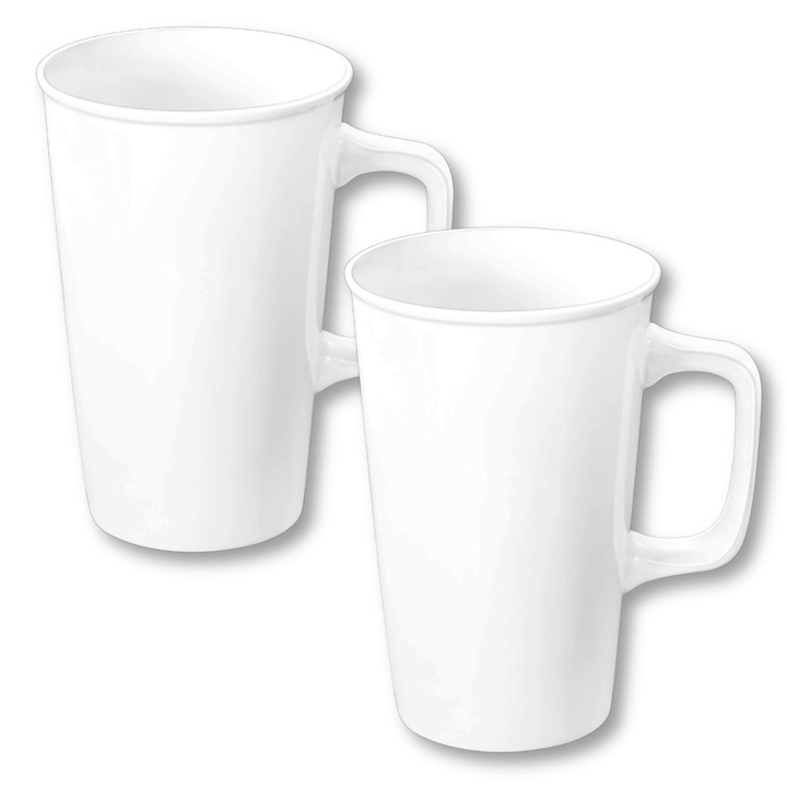 Cana mare portelan WILMAX, set 2 buc, alb, 2x500 ml, pentru ceai si cafea