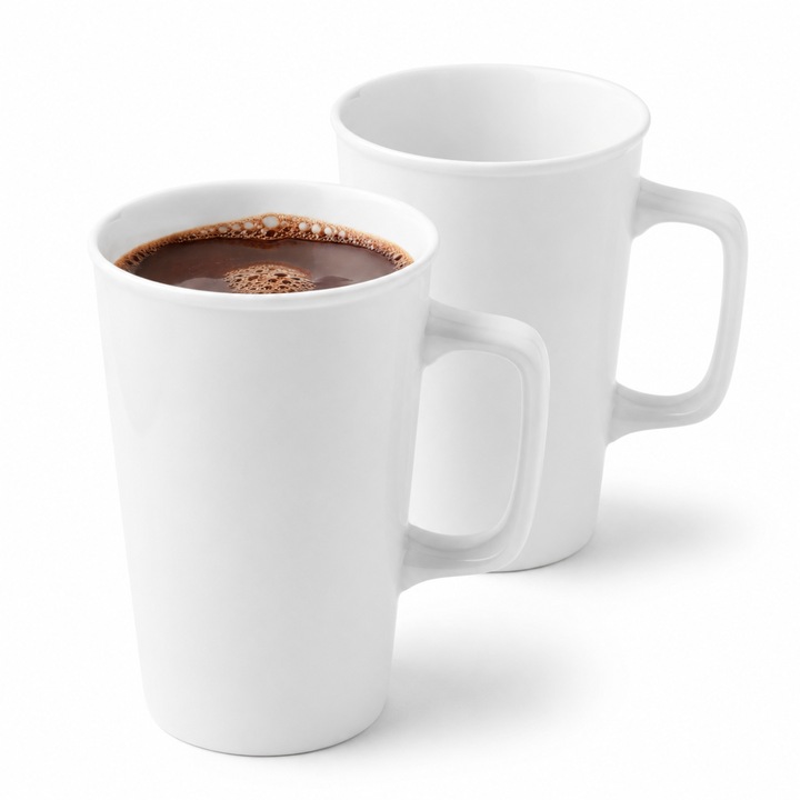 Set 2 Cani mari portelan, alb, 2x 500 ml, Cana pentru ceai si cafea, eleganta pentru casa si restaurant, Fine Porcelain, Wilmax England