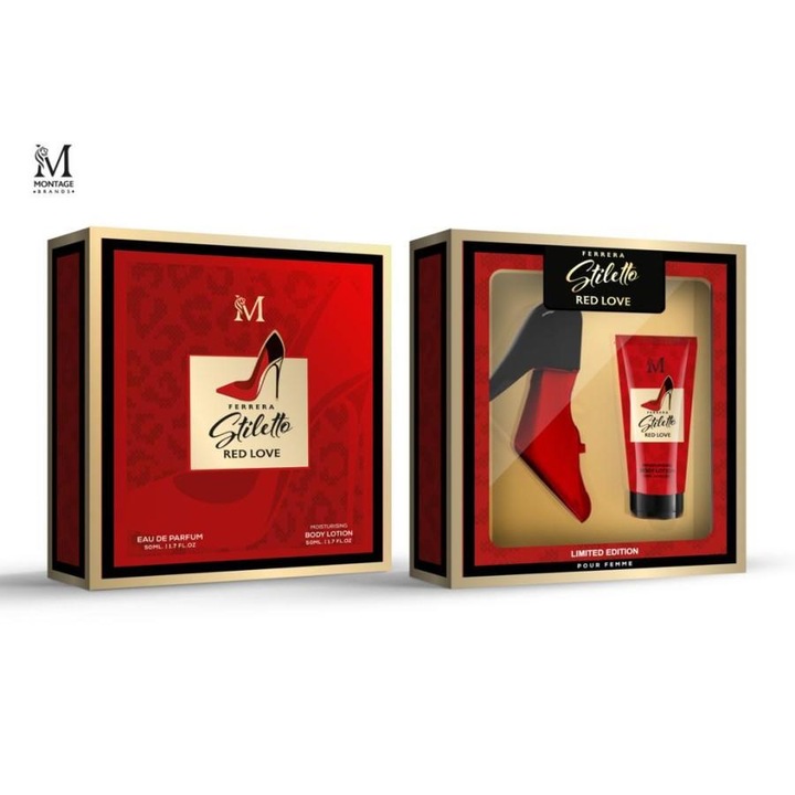 Set Stiletto Red Love, Femei, Parfum 50 ml+ Lotiune de corp 50 ml - Montage Brands