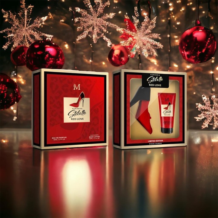 Комплект Stiletto Red Love, за жени, парфюм 50 мл + лосион за тяло 50 мл - Montage Brands
