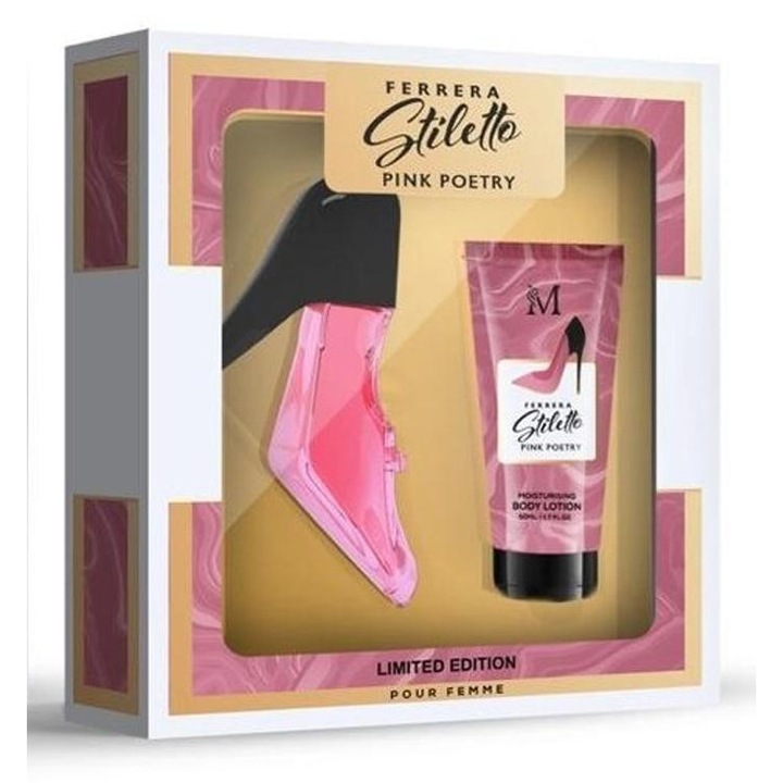 Set Parfum Intisimo Stiletto Pink, 50 ml, Lotiune de corp 50 ml, pentru femei, esente florale, rafinament