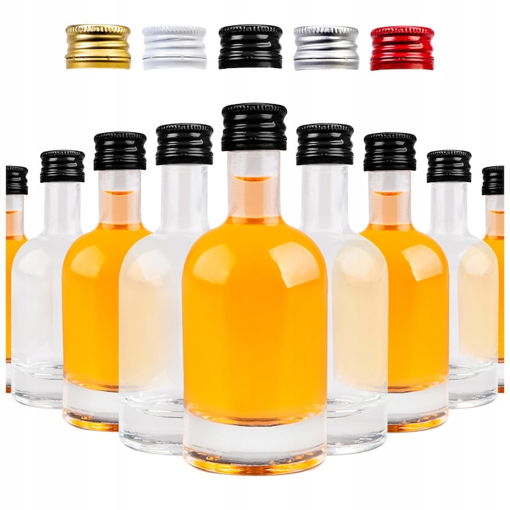 Set Stilce, SuperButelki, Sticla, 50 ml, Ideal pentru casa, sucuri, conserve, Diametru 4 cm, 0.1 kg, Transparent, 50 buc