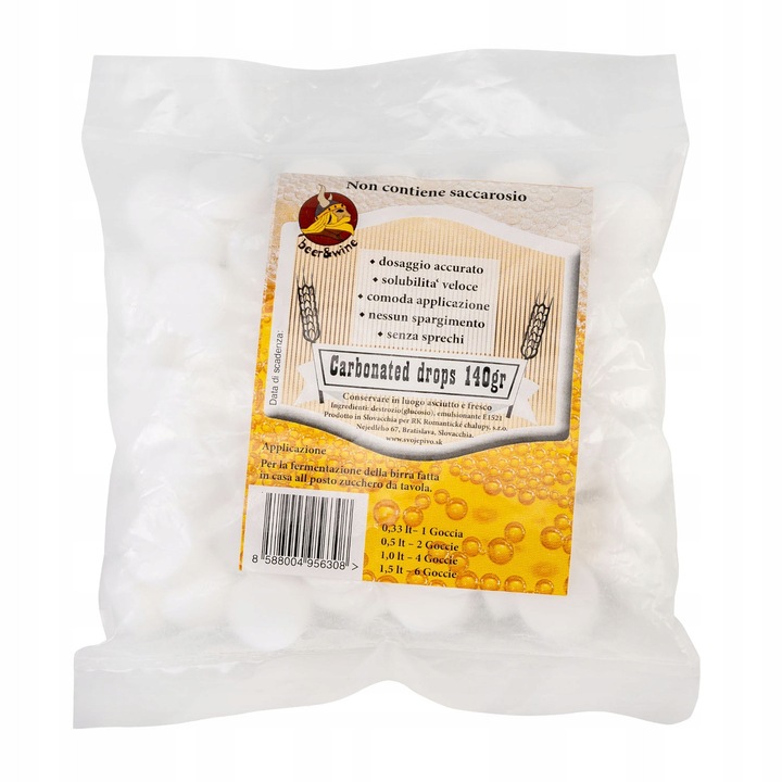 Tablete pentru Gazarea Berii, SuperButelki, Carbonation Drops, Pentru Fermentare Secundara in Sticle, Asigura Saturatia Ideala de CO2, Calitate Inalta, Dozare Simpla, Eficiente, Alb
