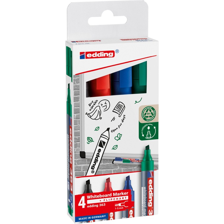 Set 4 markere Edding, 1-5mm, multicolor