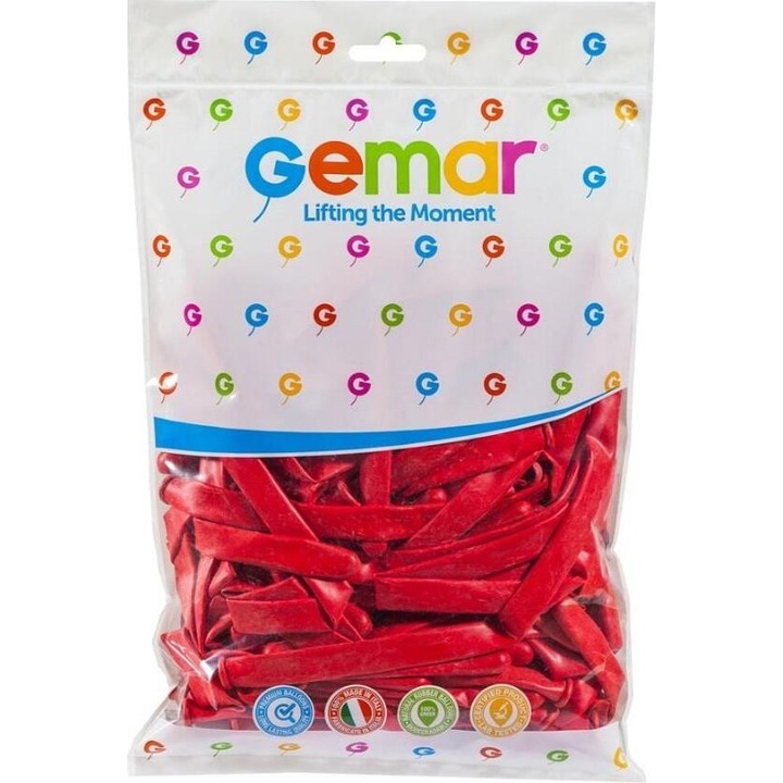 Комплект балони Годан, италиански рюрикови, червени, 7,5 см, 100 броя