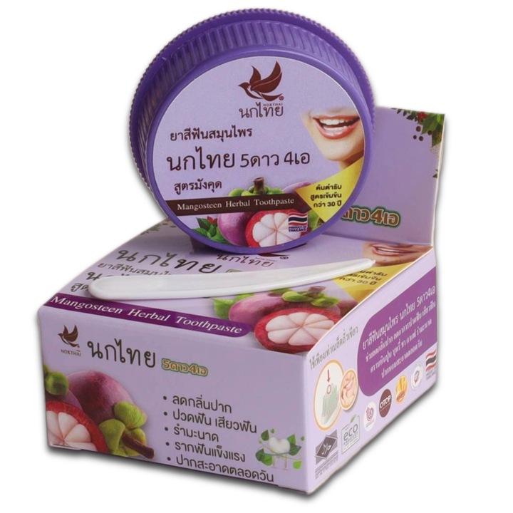 Pasta de dinti concentrata pentru albire NOKTHAI de la 5star 4A cu mangostan si ierburi thailandeze, 25g