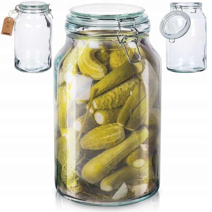 Borcan Din Sticla, Orion, 4.2 L, 16x28 cm, Sticla, Inchidere Etansa, Diametru Deschidere 12 cm, Materialele De Inalta Calitate, Transparent