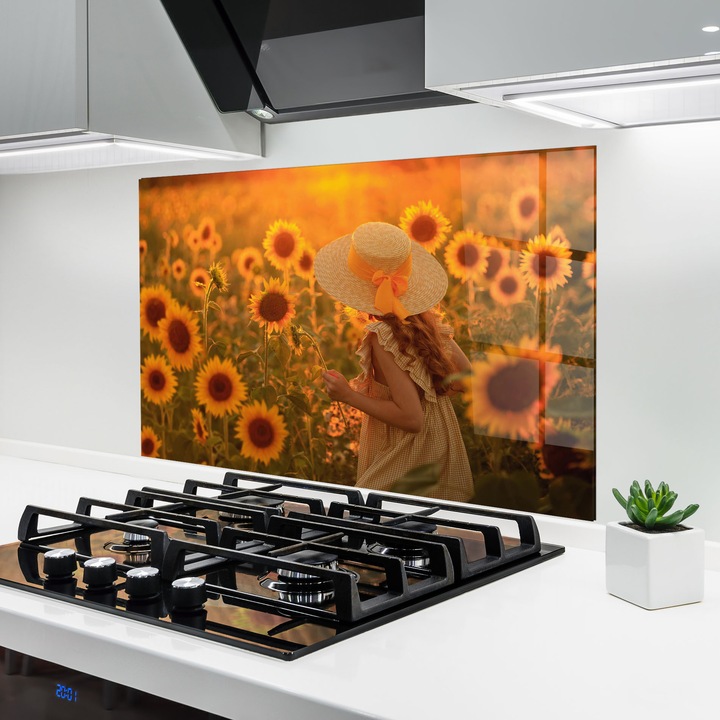 ARTHUB, Konyhai üveg hátfal 60x100 cm, 4 mm edzett, Védő gáz­tűzhely, Fröccsenésgátló, Hőálló, tájképek, nyár, Pretty Redhaired Girl