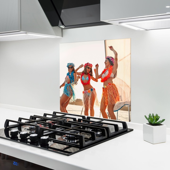 ARTHUB, Konyhai üveg hátfal 60x60 cm, 4 mm edzett, Védő gáz­tűzhely, Fröccsenésgátló, Hőálló, tájképek, nyár, Summer Party