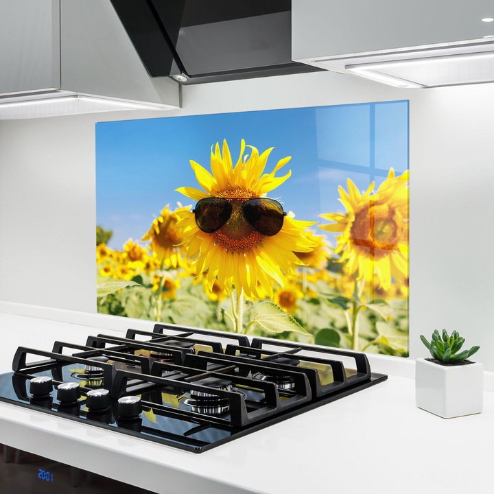 Panou Sticla Bucatarie, 60x80 cm, Protectie aragaz, Antistropi, Termorezistent, Peisaje, Vara, Sun Flower Glasses