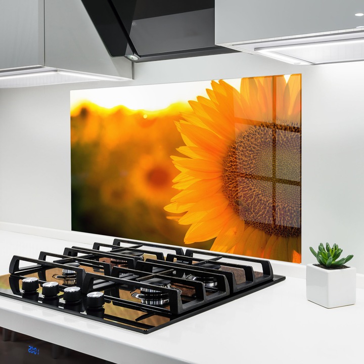 Panou Sticla Bucatarie, 70x100 cm, Protectie aragaz, Antistropi, Termorezistent, Peisaje, Vara, Sunflower