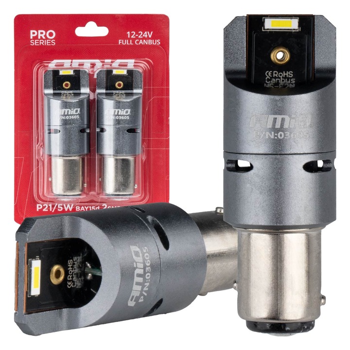 Becuri auto P21/5W BAY15s 12/24V 6000K 2xSMD LED set FULL CAN-BUS Leuko Pro Series