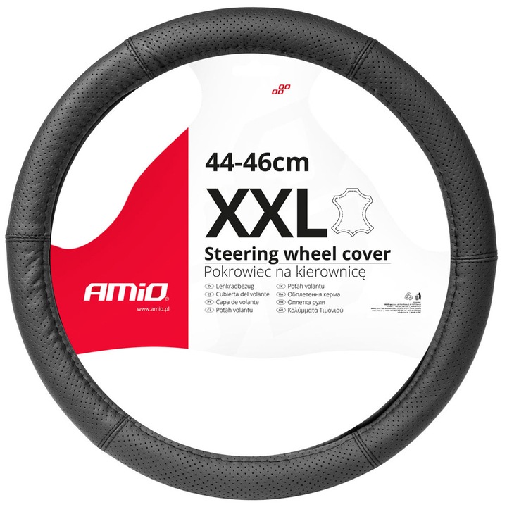 Husa auto AMIO, model SWC-50-CHCHL, 43x45cm, culoare neagra cu dungi rosii, set 1 bucata