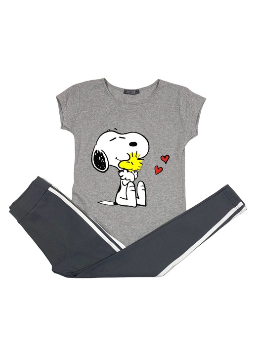 Női otthoni szett, póló + harisnyanadrág, szürke/sötétszürke, Szürke