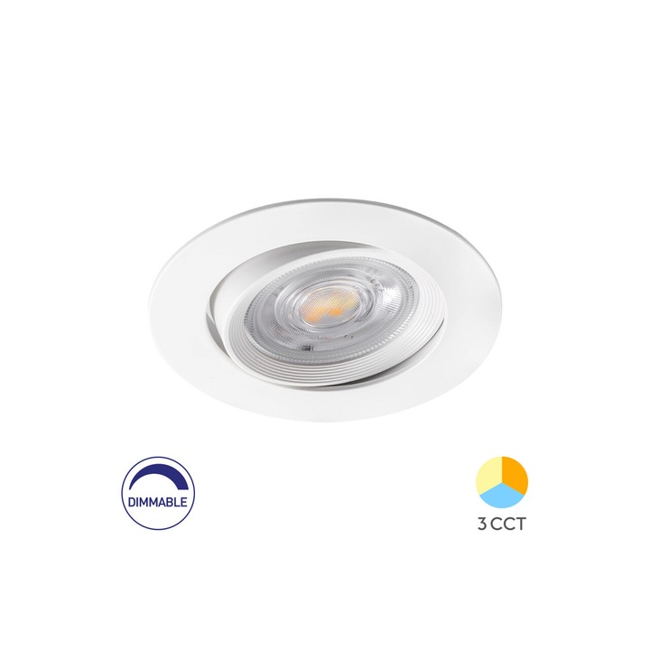 Spot LED Braytron rotund 7W dimabil 3in1 alb rotabil
