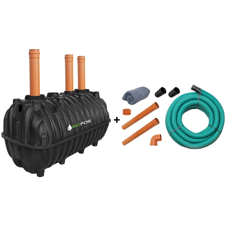Fosa septica BioFos, pentru 4-6 persoane, 2200L, cu kit de instalare si drenaj inclus