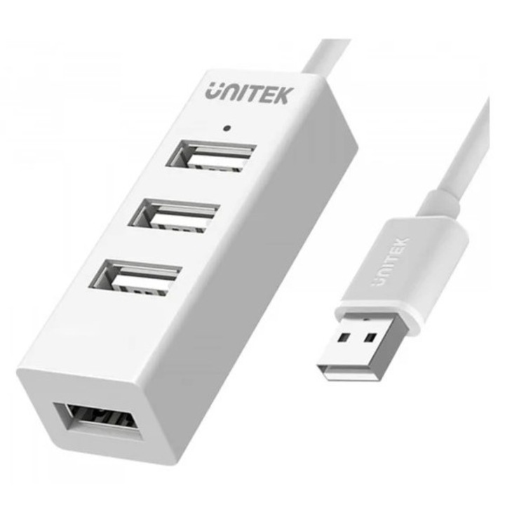 Хъб UNITEK Y-2146, USB 2.0, 480 Mbit/s, бял