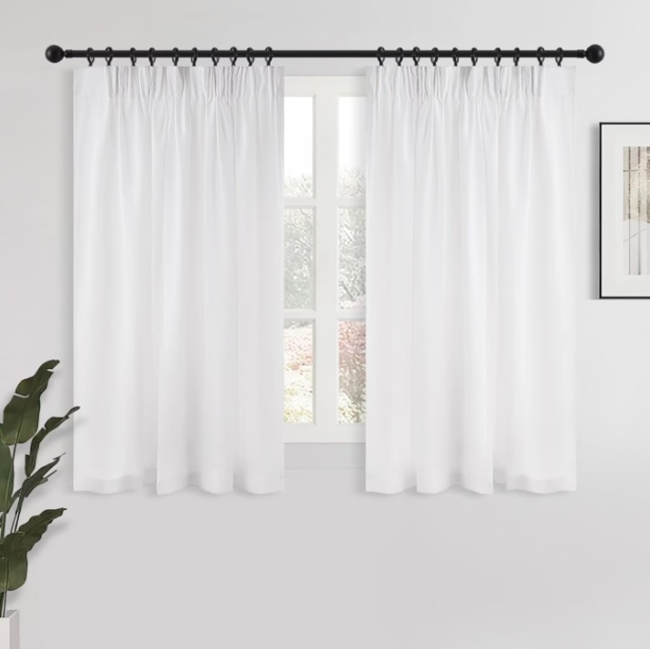 Комплект от 2 завеси MRTREES, полупрозрачни, закопчаване с връзки, 132 x 122 см, бели