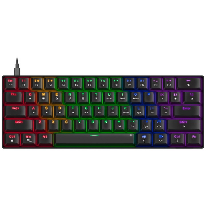 Игрална клавиатура Speedlink Atmos RGB 60%, черна, механична, USB-C, 62 клавиша