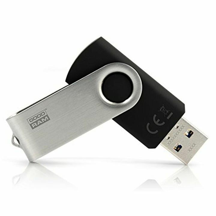 Memorie USB GoodRam UTS3 16 GB, USB 3.1, negru, compatibil Windows, Mac, Linux, viteza 20–60 MB/s, compact si rezistent