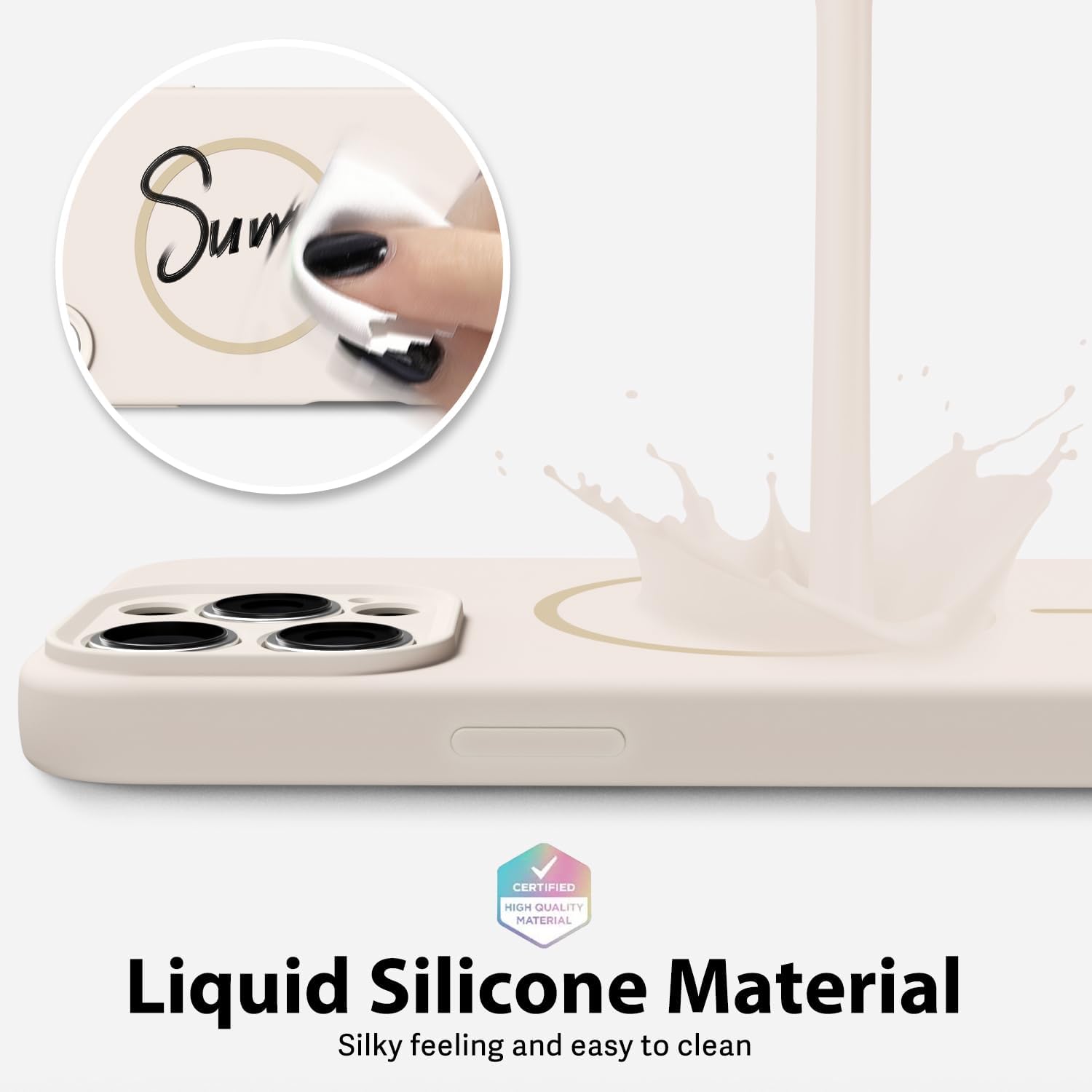 Husa Telefon din Silicon Alb, Compatibila cu MagSafe si iPhone 16 Pro, Rezistenta la Socuri, Prietenos cu Pielea, Margini Ridicate pentru Protectia Ecranului si Camerelor, Suprafata Anti-amprenta, Instalare Usoara Fara Scratch