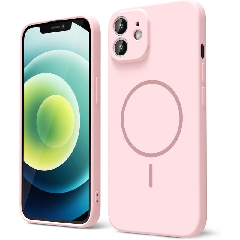 Husa Telefon din Silicon Roz, Compatibila cu MagSafe si iPhone 16, Rezistenta la Socuri, Prietenos cu Pielea, Margini Ridicate pentru Protectia Ecranului si Camerelor, Suprafata Anti-amprenta, Instalare Usoara Fara Scratch