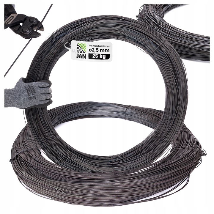 Kötözőhuzal, ZPH JAN, 625 M, 2, 5 Mm, Fém, Korrózióvédelem, Kiváló minőségű kivitelezés, Fekete