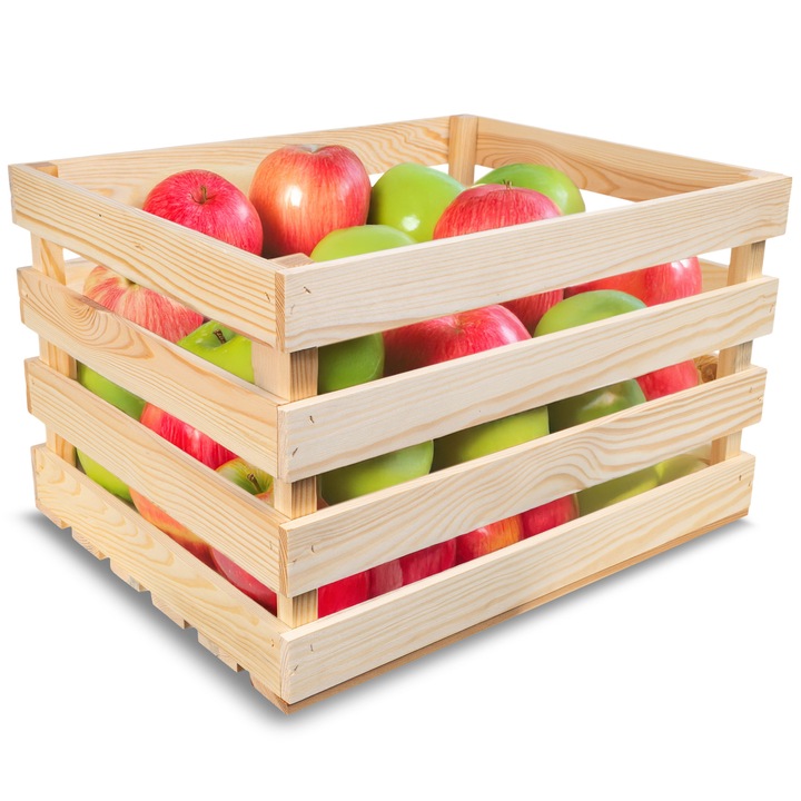 3 darabos készlet Fa doboz, Natúr, Creative Deco, 50x40x30 cm, Ideális kis barkácsdísztárgyak tárolására