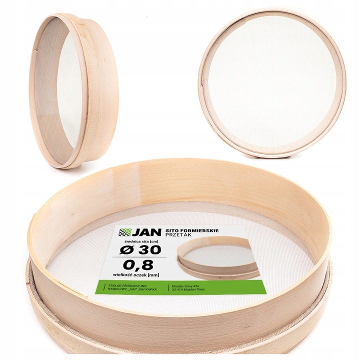 Sita De Constructie, ZPH JAN, 40 cmx40 cmx10 cm, Lemn De Fag, Plasa Tesuta, Ochii 0.8 mm, Productie Manuala, Bej