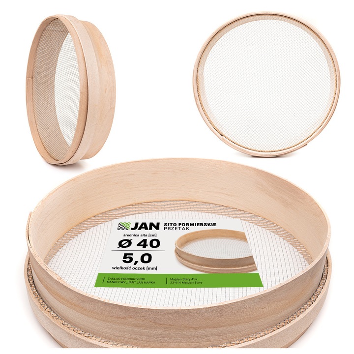 Sita De Constructie, ZPH JAN, 40x40x10 cm, Lemn De Fag, Plasa Tesuta, Productie Manuala, Utilizare Universala, Bej