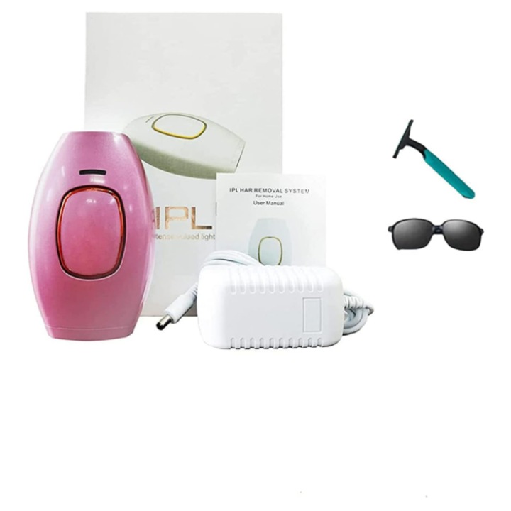 JYTGALX Преносим IPL уред за епилация – Бързо третиране на цяло тяло за 5 минути, постоянни резултати, не е необходимо презареждане, 12,4 * 8,3 * 4,85 см, розов цвят