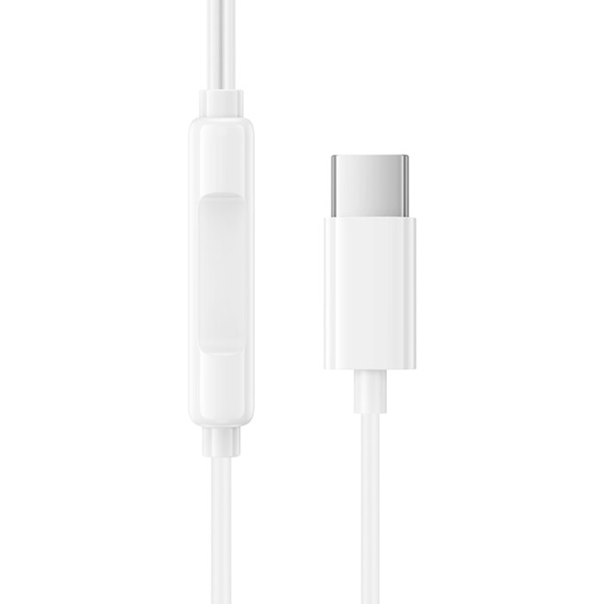 Casti cu Fir, compatibile cu iPhone 16/17, Mufa Type-C, 1m, Microfon integrat si Butoane de control, Alb