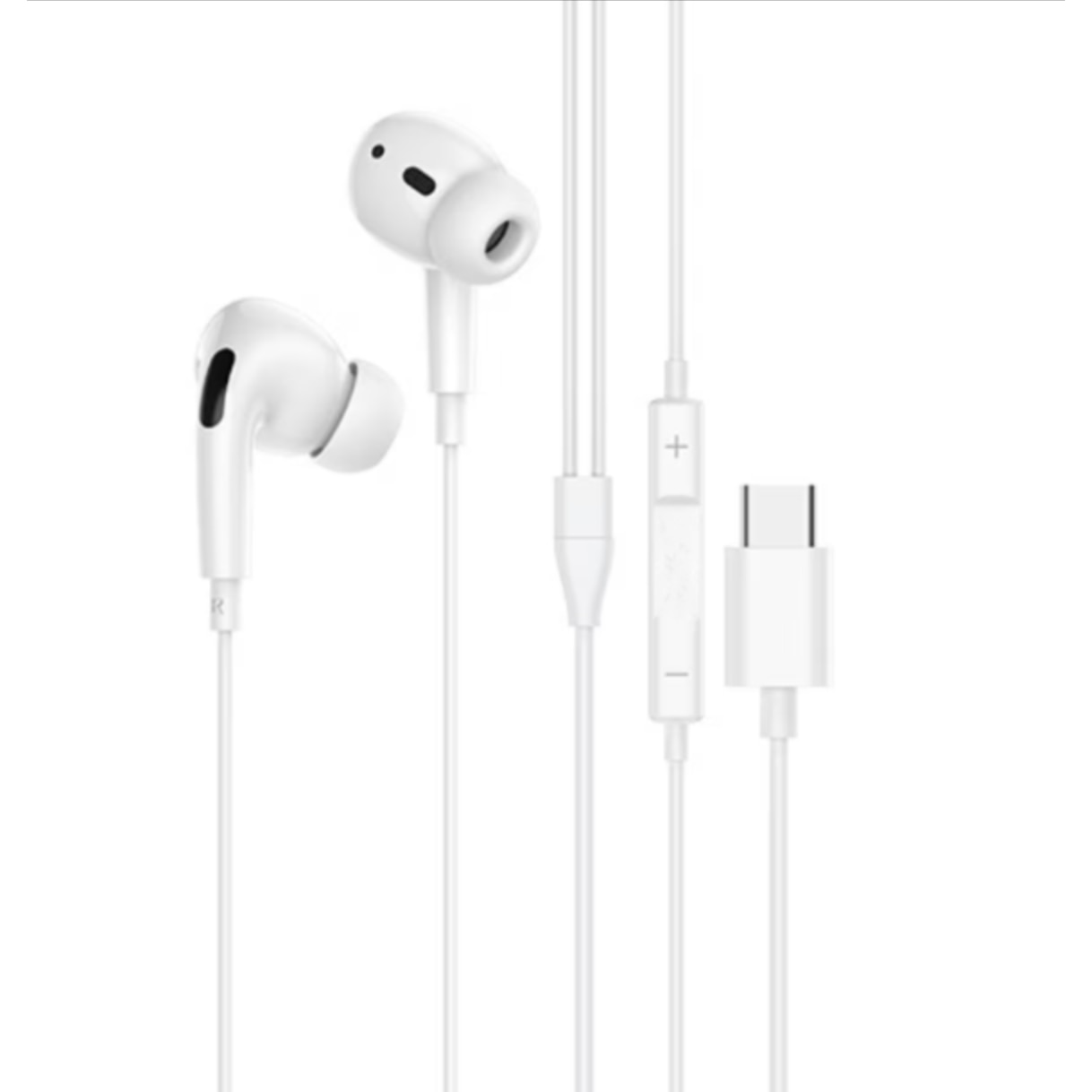 Casti cu Fir, compatibile cu iPhone 16/17, Mufa Type-C, 1m, Microfon integrat si Butoane de control, Alb