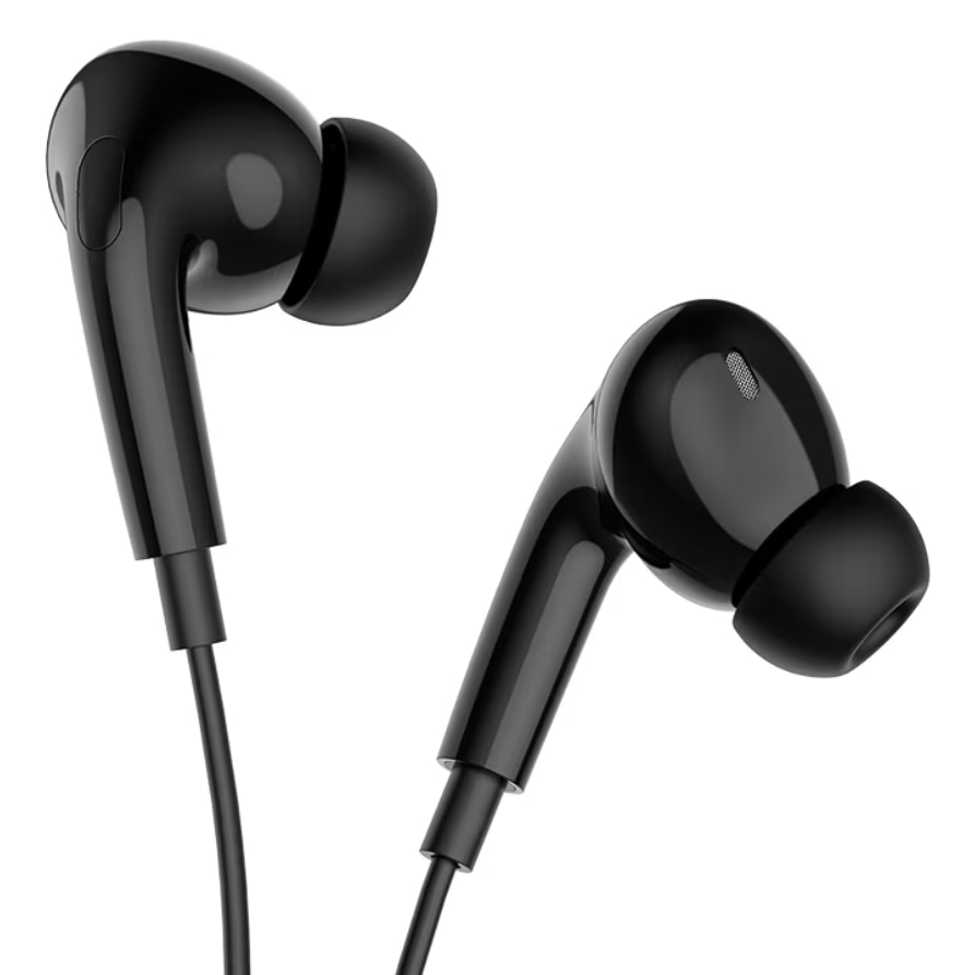 Casti cu Fir, compatibile cu iPhone 16/17, Mufa Type-C, 1m, Microfon integrat si Butoane de control, Negru