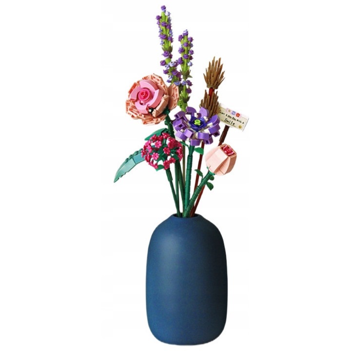 Set de blocuri de constructie, Flori, Buchet, 456 piese, Instructiuni de culoare, Kit de asamblare, Plastic, Setul include blocuri pentru a construi un buchet de flori