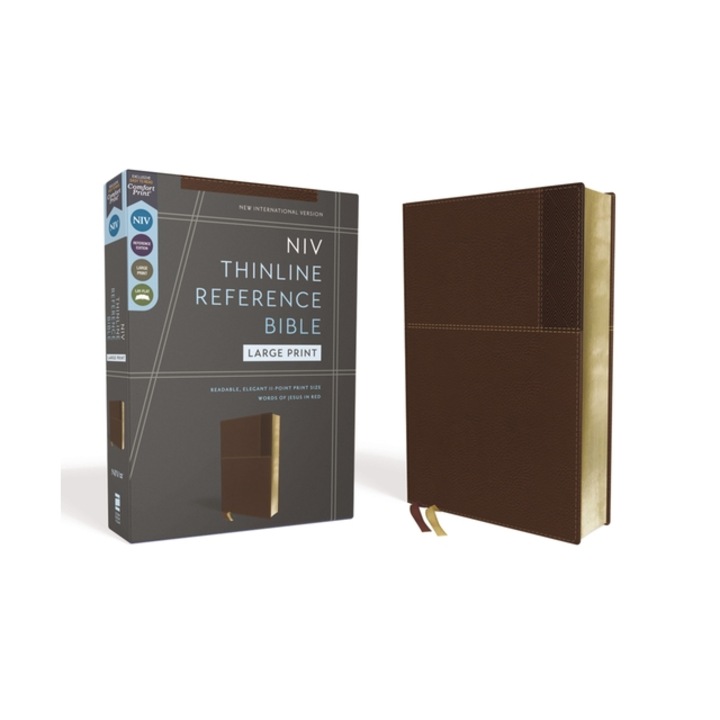 Niv, Thinline Reference Bible, Large Print, Leathersoft, Brown, Red Letter, Comfort Print, Zondervan