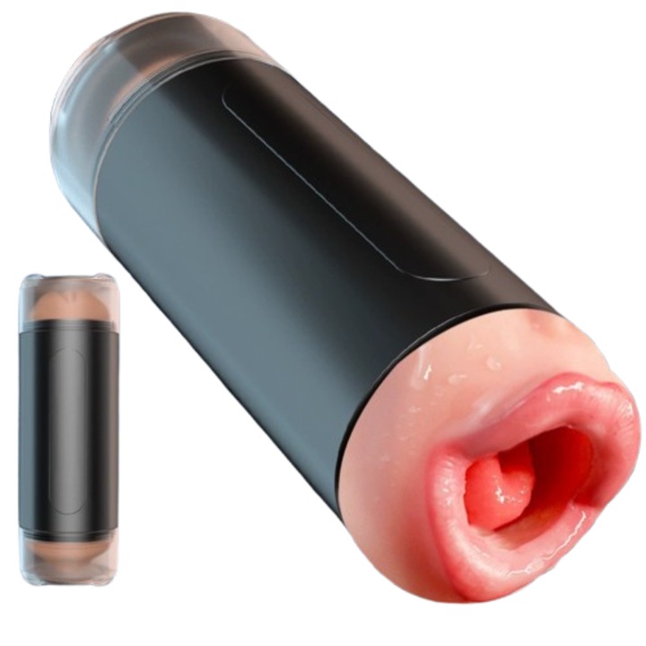 Orális maszturbátor, 10 vibrációs mód, automata fűtés, vízálló, fekete