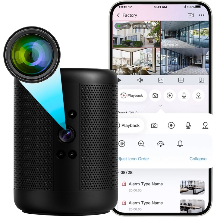 Мини камера BS02 WiFi, детектор на движение, нощен режим, 93x70 мм, черна